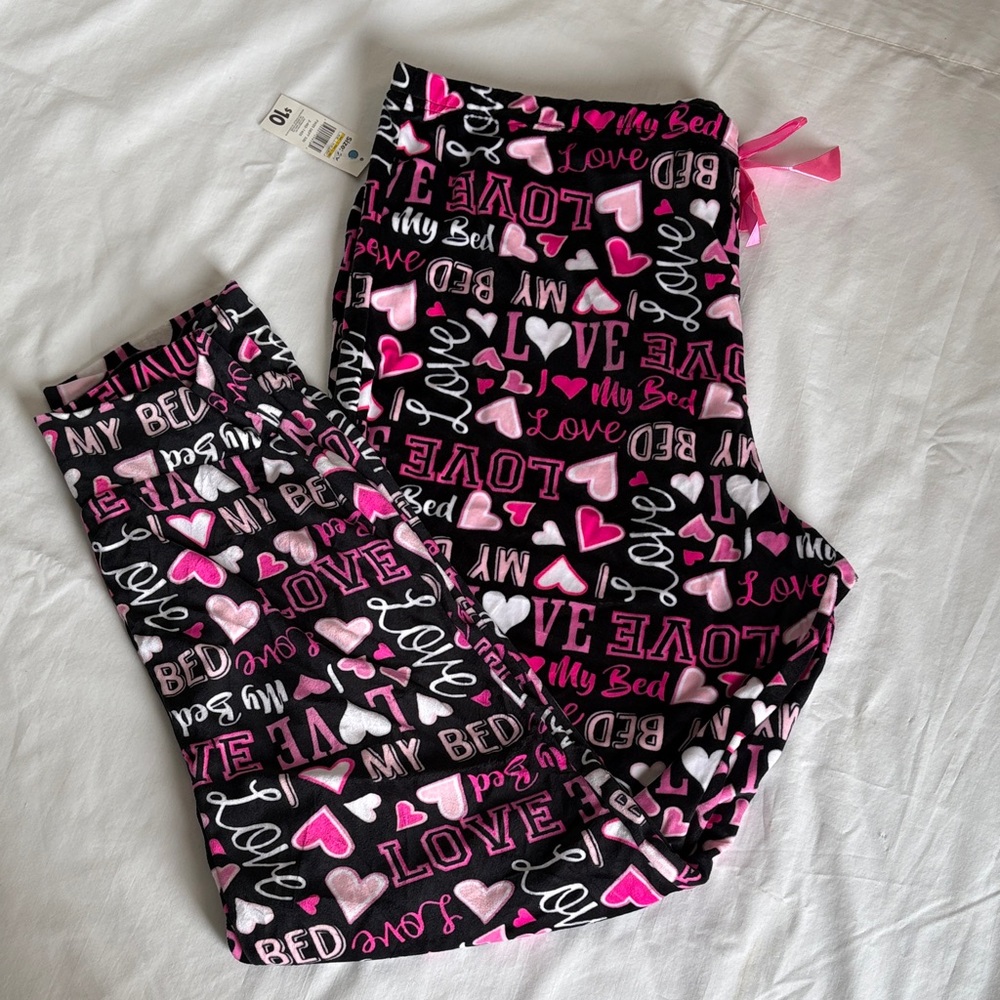 Bobbie Brooks Black and Pink Love Print Pajama Sleep Pants size 2X